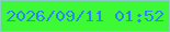 文字の大きさ：1、枠の色：88cec4、背景の色：3ef936、文字の色：2c86f1 無料ブログパーツのブログ時計