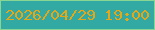 文字の大きさ：1、枠の色：88d594、背景の色：33a9a4、文字の色：e5a715 無料ブログパーツのブログ時計