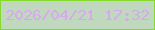 文字の大きさ：5、枠の色：88d92e、背景の色：c0d8be、文字の色：d7a7ef 無料ブログパーツのブログ時計