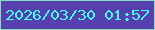 文字の大きさ：2、枠の色：88dbbf、背景の色：5640af、文字の色：44fdfe 無料ブログパーツのブログ時計