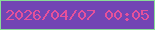 文字の大きさ：2、枠の色：88dd97、背景の色：7245b4、文字の色：e5519b 無料ブログパーツのブログ時計