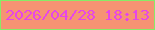 文字の大きさ：5、枠の色：88eb66、背景の色：f69373、文字の色：e646e8 無料ブログパーツのブログ時計