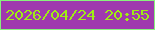 文字の大きさ：2、枠の色：88f17d、背景の色：9f39ae、文字の色：9fec14 無料ブログパーツのブログ時計