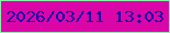 文字の大きさ：1、枠の色：88f1a8、背景の色：da06a8、文字の色：1302aa 無料ブログパーツのブログ時計