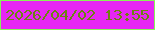 文字の大きさ：3、枠の色：88f358、背景の色：e726f5、文字の色：6d8312 無料ブログパーツのブログ時計