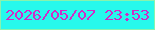 文字の大きさ：5、枠の色：88f3ad、背景の色：27f9ec、文字の色：d12bc7 無料ブログパーツのブログ時計