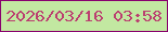 文字の大きさ：5、枠の色：89016e、背景の色：c2e8a1、文字の色：bb3f70 無料ブログパーツのブログ時計