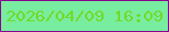 文字の大きさ：5、枠の色：890190、背景の色：78ed9f、文字の色：73d928 無料ブログパーツのブログ時計
