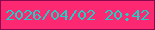 文字の大きさ：1、枠の色：89084e、背景の色：fd2872、文字の色：1fcdc2 無料ブログパーツのブログ時計