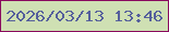 文字の大きさ：2、枠の色：89095e、背景の色：cfe0b3、文字の色：555f9c 無料ブログパーツのブログ時計