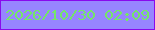 文字の大きさ：5、枠の色：8909ed、背景の色：9785ff、文字の色：74e667 無料ブログパーツのブログ時計
