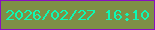文字の大きさ：5、枠の色：890fc1、背景の色：7e8f46、文字の色：0cfab5 無料ブログパーツのブログ時計