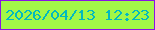 文字の大きさ：5、枠の色：8913e4、背景の色：a2f747、文字の色：01b9bf 無料ブログパーツのブログ時計