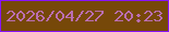 文字の大きさ：3、枠の色：8913f8、背景の色：764809、文字の色：bb6eb2 無料ブログパーツのブログ時計