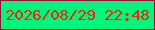 文字の大きさ：1、枠の色：891a34、背景の色：04f57e、文字の色：e82908 無料ブログパーツのブログ時計