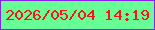 文字の大きさ：5、枠の色：891ff3、背景の色：66fe95、文字の色：fe111b 無料ブログパーツのブログ時計