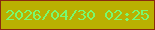 文字の大きさ：5、枠の色：892a0f、背景の色：b9b001、文字の色：78f970 無料ブログパーツのブログ時計