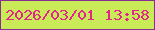 文字の大きさ：3、枠の色：892e93、背景の色：c8eb57、文字の色：e3258b 無料ブログパーツのブログ時計