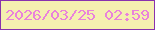 文字の大きさ：5、枠の色：8931ae、背景の色：f5efb0、文字の色：e982db 無料ブログパーツのブログ時計