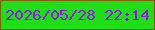 文字の大きさ：5、枠の色：895a05、背景の色：20de16、文字の色：8d19e8 無料ブログパーツのブログ時計
