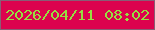文字の大きさ：5、枠の色：895d75、背景の色：dc034e、文字の色：95df41 無料ブログパーツのブログ時計