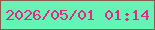 文字の大きさ：1、枠の色：895e48、背景の色：66f4b6、文字の色：df2a88 無料ブログパーツのブログ時計