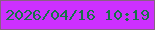 文字の大きさ：5、枠の色：896084、背景の色：cd30fe、文字の色：177348 無料ブログパーツのブログ時計