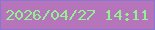 文字の大きさ：5、枠の色：8975d3、背景の色：b674ba、文字の色：92f191 無料ブログパーツのブログ時計