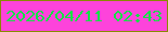文字の大きさ：2、枠の色：898a01、背景の色：fd43db、文字の色：16e047 無料ブログパーツのブログ時計