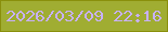 文字の大きさ：2、枠の色：898f0c、背景の色：a0ad32、文字の色：c8b1fa 無料ブログパーツのブログ時計