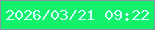文字の大きさ：5、枠の色：8994a3、背景の色：13f16a、文字の色：cefbfc 無料ブログパーツのブログ時計