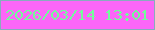 文字の大きさ：4、枠の色：89abbe、背景の色：fc66f8、文字の色：72fc9b 無料ブログパーツのブログ時計