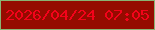 文字の大きさ：4、枠の色：89b373、背景の色：950b00、文字の色：f3031b 無料ブログパーツのブログ時計
