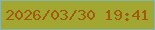 文字の大きさ：5、枠の色：89b4ac、背景の色：a1a730、文字の色：a45910 無料ブログパーツのブログ時計