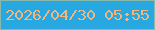 文字の大きさ：5、枠の色：89b9ac、背景の色：28a8e1、文字の色：f3b67c 無料ブログパーツのブログ時計