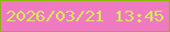 文字の大きさ：1、枠の色：89ba00、背景の色：ef7ac2、文字の色：d7ea58 無料ブログパーツのブログ時計