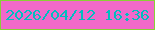 文字の大きさ：4、枠の色：89d037、背景の色：f169ca、文字の色：01bfbf 無料ブログパーツのブログ時計