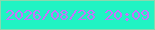 文字の大きさ：5、枠の色：89d8ae、背景の色：20f3c3、文字の色：c673fb 無料ブログパーツのブログ時計