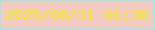 文字の大きさ：1、枠の色：89f0e4、背景の色：f4cbc3、文字の色：efee12 無料ブログパーツのブログ時計