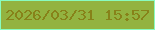 文字の大きさ：3、枠の色：89fcbf、背景の色：93b340、文字の色：878219 無料ブログパーツのブログ時計