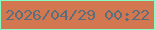 文字の大きさ：4、枠の色：89fcc5、背景の色：d2774f、文字の色：5a6e7c 無料ブログパーツのブログ時計
