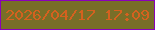 文字の大きさ：4、枠の色：8a01ba、背景の色：786e28、文字の色：d4611f 無料ブログパーツのブログ時計