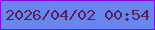 文字の大きさ：2、枠の色：8a07eb、背景の色：6787ee、文字の色：58215e 無料ブログパーツのブログ時計