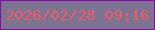 文字の大きさ：3、枠の色：8a09a8、背景の色：7b7491、文字の色：f2596b 無料ブログパーツのブログ時計