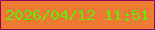 文字の大きさ：3、枠の色：8a0a58、背景の色：ee7a33、文字の色：64e807 無料ブログパーツのブログ時計