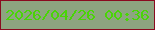 文字の大きさ：5、枠の色：8a0b1f、背景の色：8da580、文字の色：49d506 無料ブログパーツのブログ時計