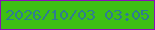 文字の大きさ：1、枠の色：8a10b7、背景の色：3ec014、文字の色：2f7c91 無料ブログパーツのブログ時計