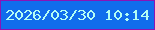 文字の大きさ：1、枠の色：8a14b6、背景の色：116dec、文字の色：b4fef4 無料ブログパーツのブログ時計