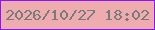 文字の大きさ：1、枠の色：8a14fc、背景の色：efacae、文字の色：787a7d 無料ブログパーツのブログ時計