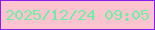 文字の大きさ：5、枠の色：8a1aee、背景の色：fdc3ce、文字の色：70eda4 無料ブログパーツのブログ時計